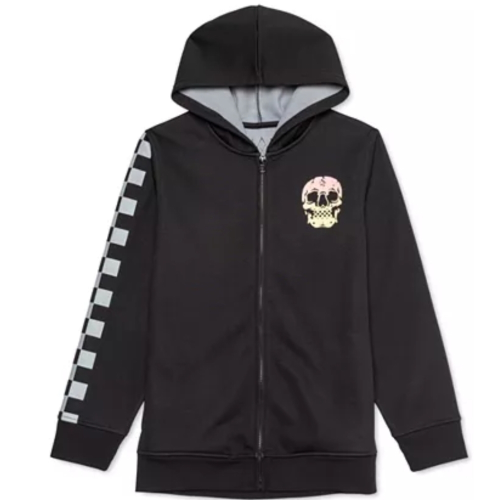 BIG BOYS JEM CHECKERED SKULL HOODIE.